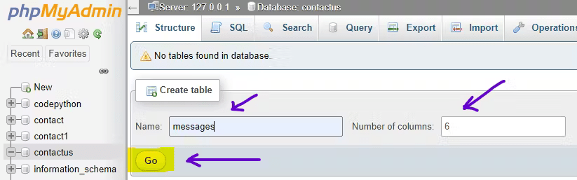 Defining Table