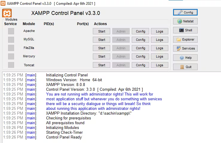 XAMPP UI