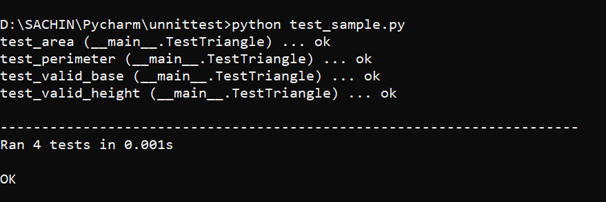 TestTriangle class output