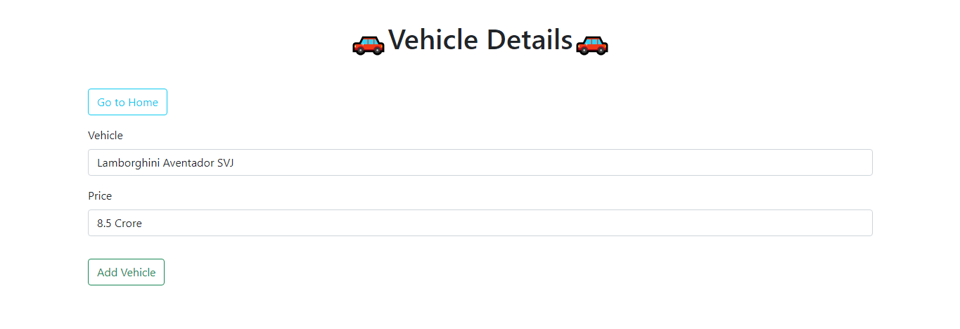 Adding vehicle details